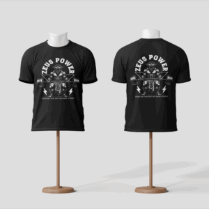 two black t shirts on display with the t shirt on the left (2) (1) Playera "ZEUS POWER" GYM