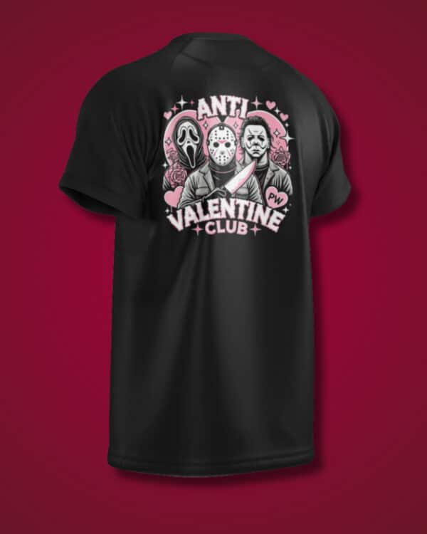 Playera Negra ANTI VALENTINE CLUB - HORROR EDITION